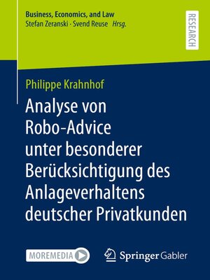 cover image of Analyse von Robo-Advice unter besonderer Berücksichtigung des Anlageverhaltens deutscher Privatkunden